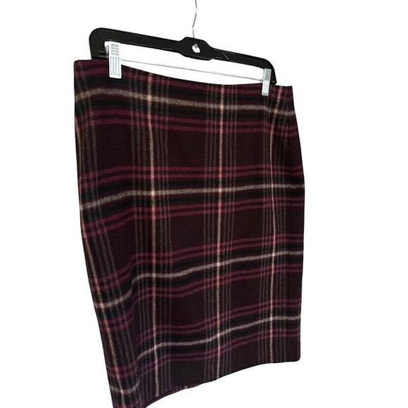 Talbots Mini Pencil Skirt Women Size 10 Purple Plaid Wool Academia Preppy Career - Picture 3 of 5
